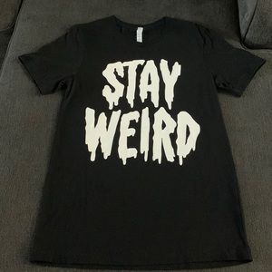 BNWOT Black Glow In The Dark “Stay Weird” Tee Size Uni-Sex M (Womens Large)